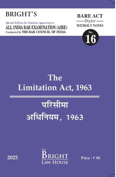 Limitation Act, 1963 (Diglot) [English/Hindi] Bare Act (Without Notes) For All India Bar Examination